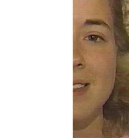 The Mystery of the Mona Lisa Solved Through Nonverbal Communication 4 Right half of the face of a smiling woman with curly blond hair