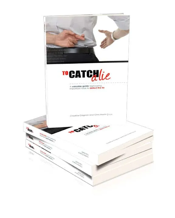 Stack of books titled To Catch a Lie showing a person crossing fingers behind their back
