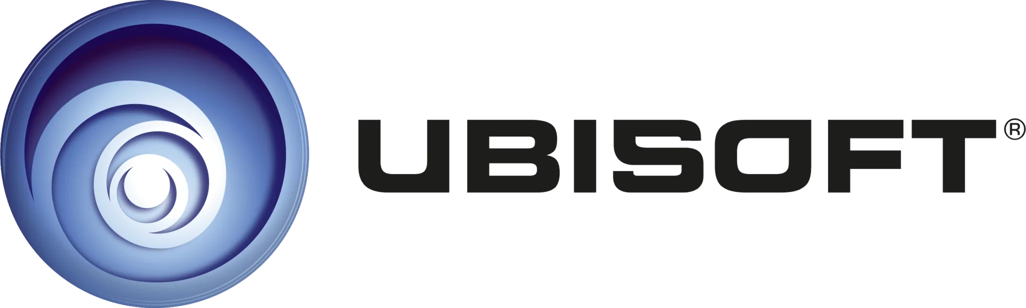 Wiki 21 Blue and white circular swirl logo next to the word Ubisoft in black letters